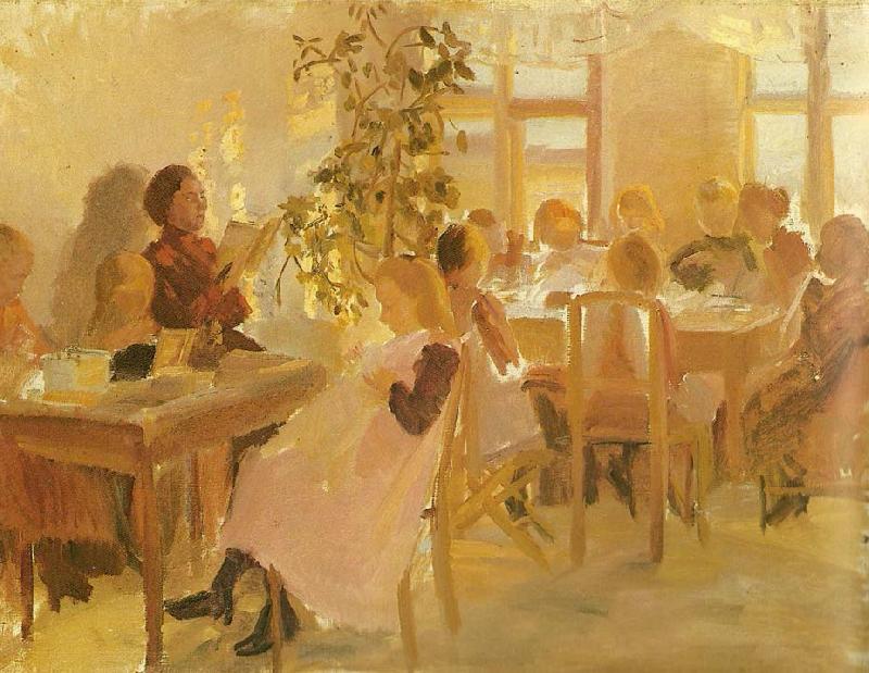 Anna Ancher en syskole i skagen France oil painting art